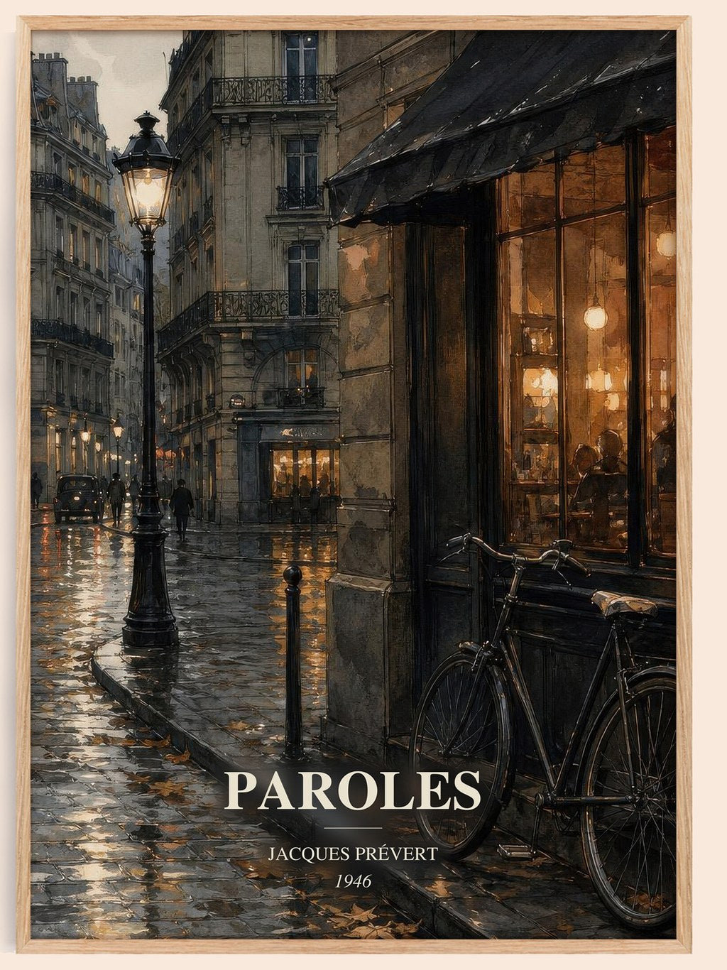 Paroles watercolour book poster by Jacques Prévert – framed literary art print