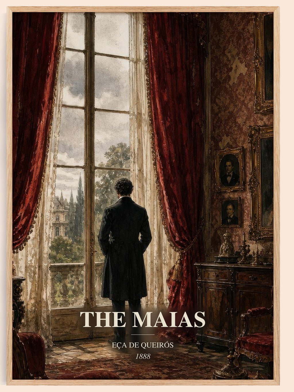 The Maias watercolour book poster by Eça de Queirós – framed literary art print