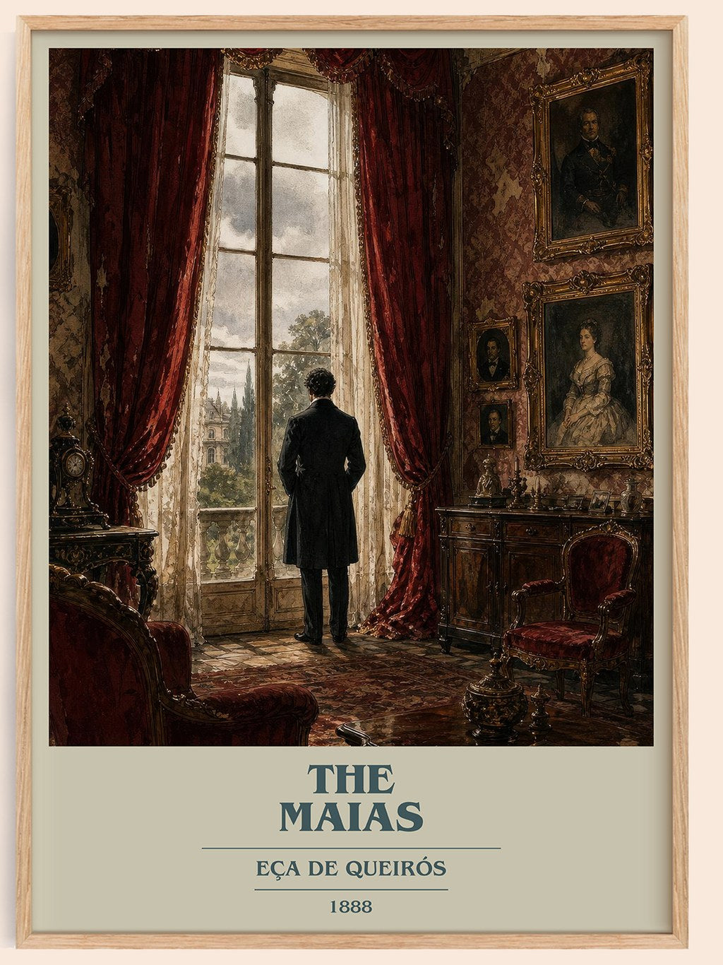 The Maias book cover book poster by Eça de Queirós – framed literary art print