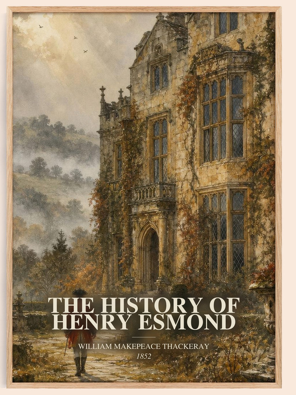 The History Of Henry Esmond watercolour book poster by William Makepeace Thackeray – framed literary art print