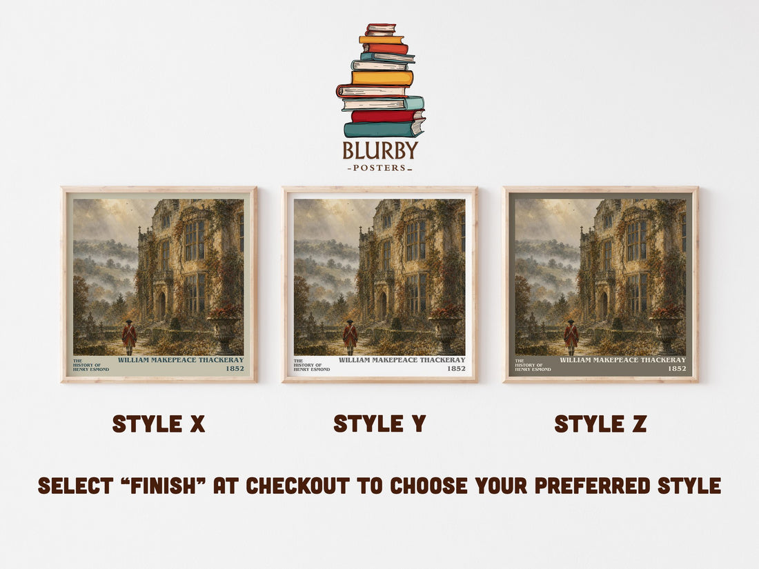 The History Of Henry Esmond literary print in frame leaning in hallway – historical fiction wall art (mockup)