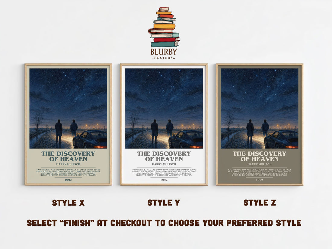 The Discovery of Heaven Bookish Wall Art by Harry Mulisch – Style X, Y and Z side by side – choose your finish