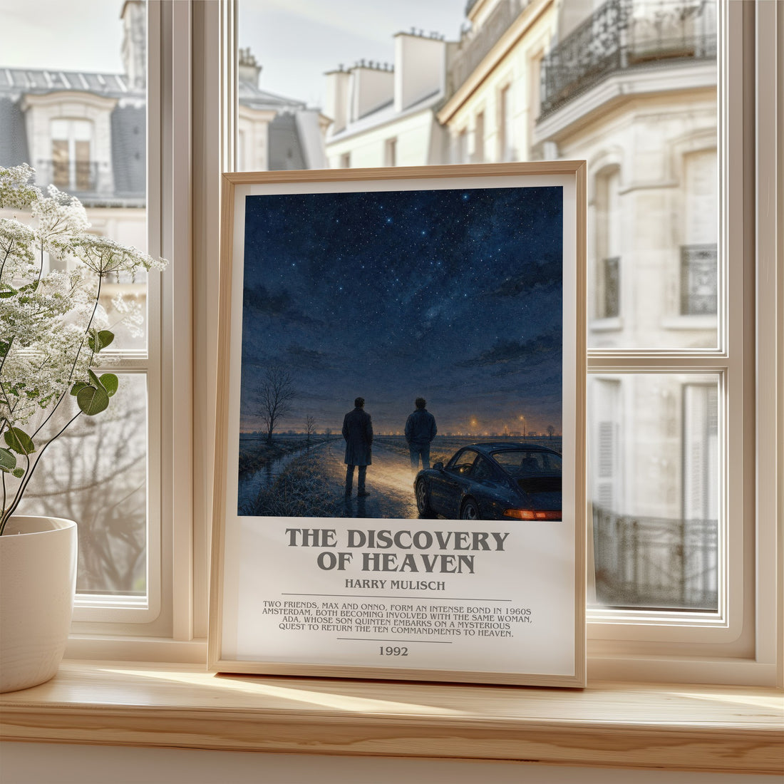 The Discovery of Heaven Bookish Wall Art by Harry Mulisch – framed print by a bright window