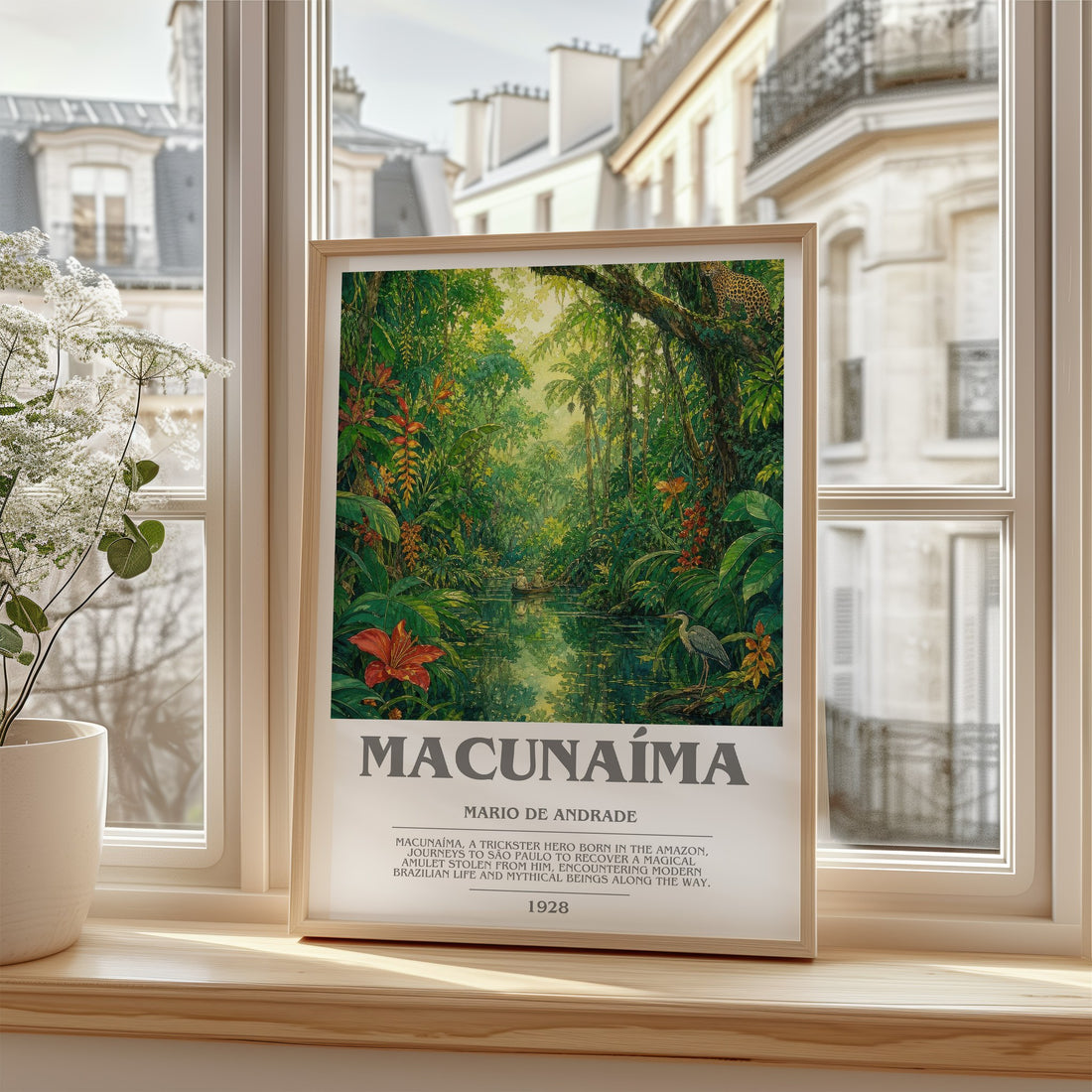 Macunaíma Bookish Wall Art by Mario de Andrade – framed print by a bright window