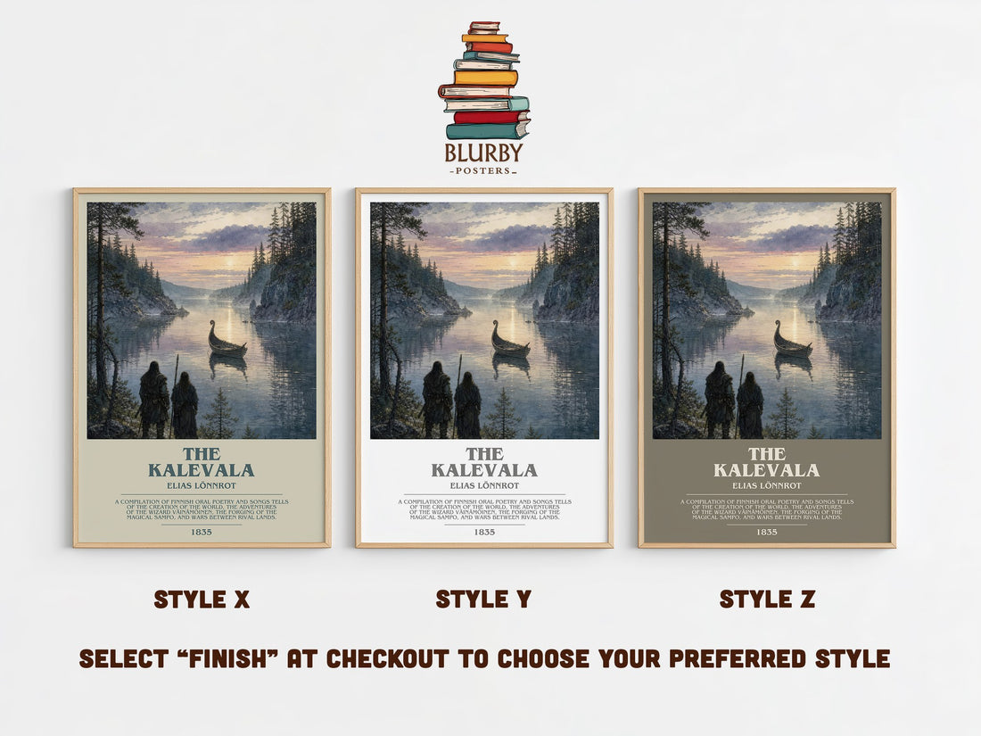 The Kalevala Bookish Wall Art by Elias Lönnrot – Style X, Y and Z side by side – choose your finish