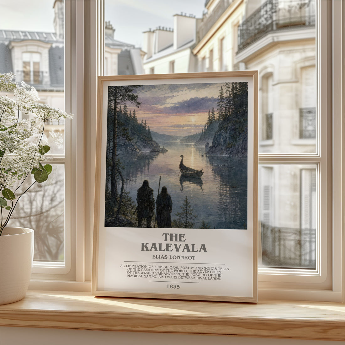 The Kalevala Bookish Wall Art by Elias Lönnrot – framed print by a bright window