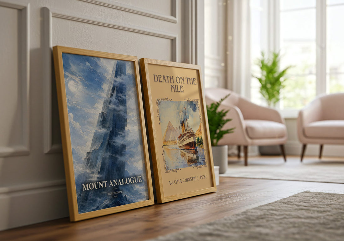 Mount Analogue watercolour print framed by window – literary home decor