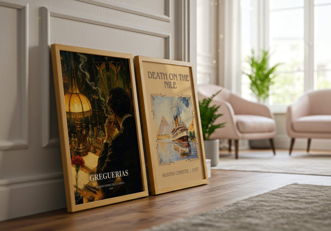 Greguerias watercolour print framed by window – literary home decor
