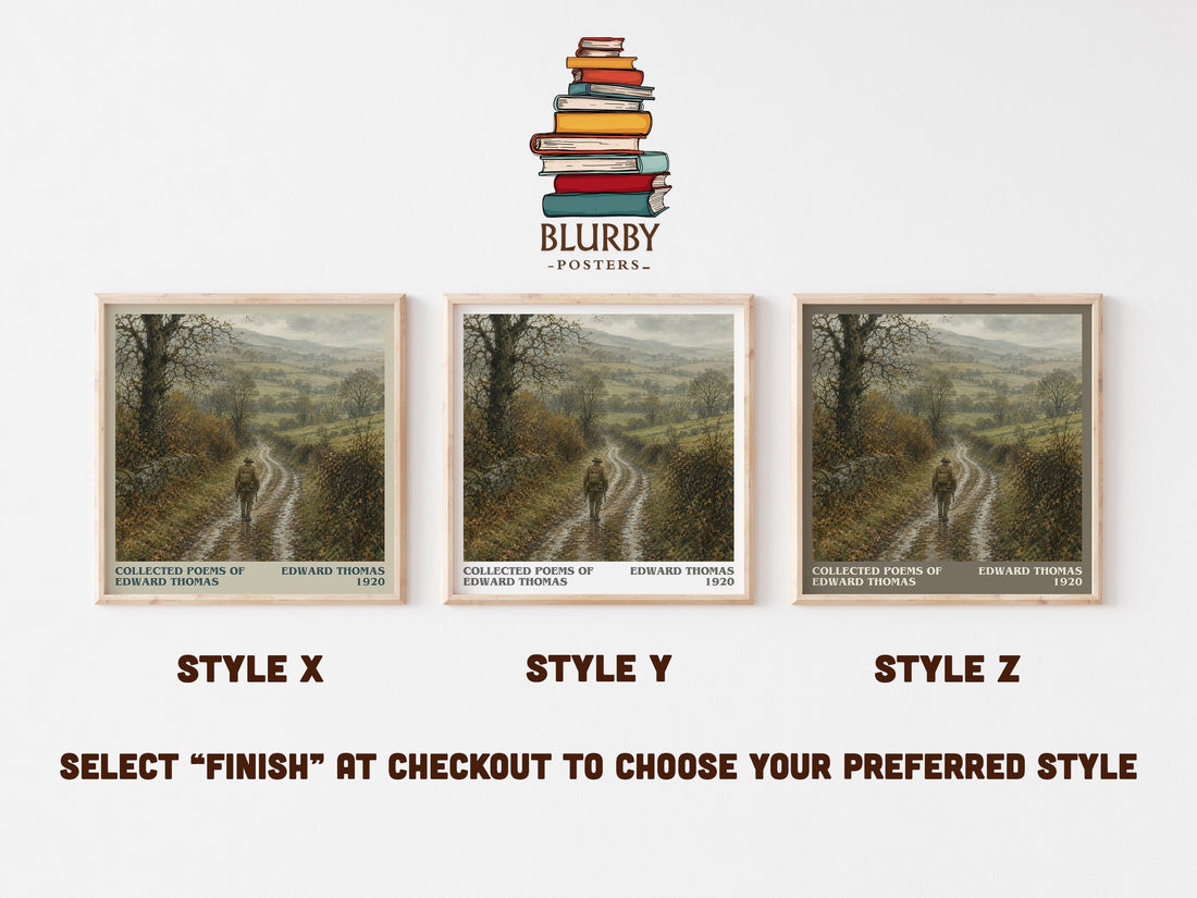 Collected Poems Of Edward Thomas literary print in frame leaning in hallway – poetry wall art (mockup)
