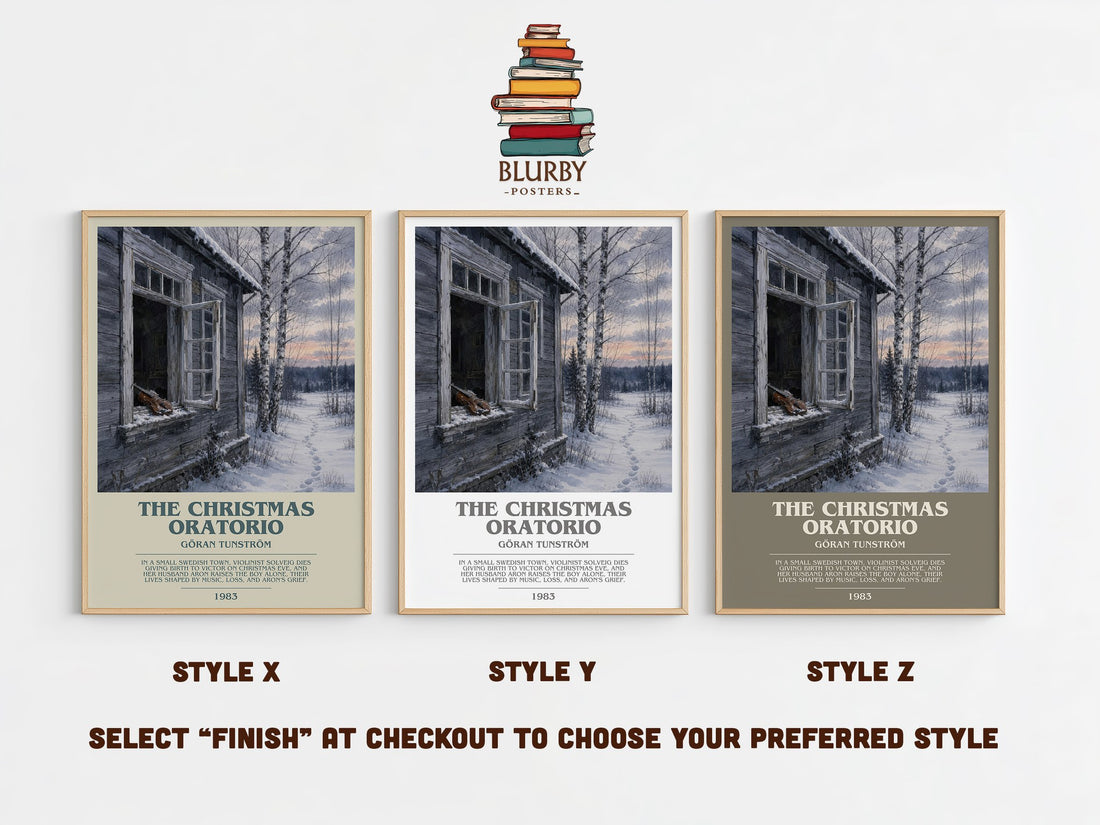 The Christmas Oratorio Bookish Wall Art by Göran Tunström – Style X, Y and Z side by side – choose your finish