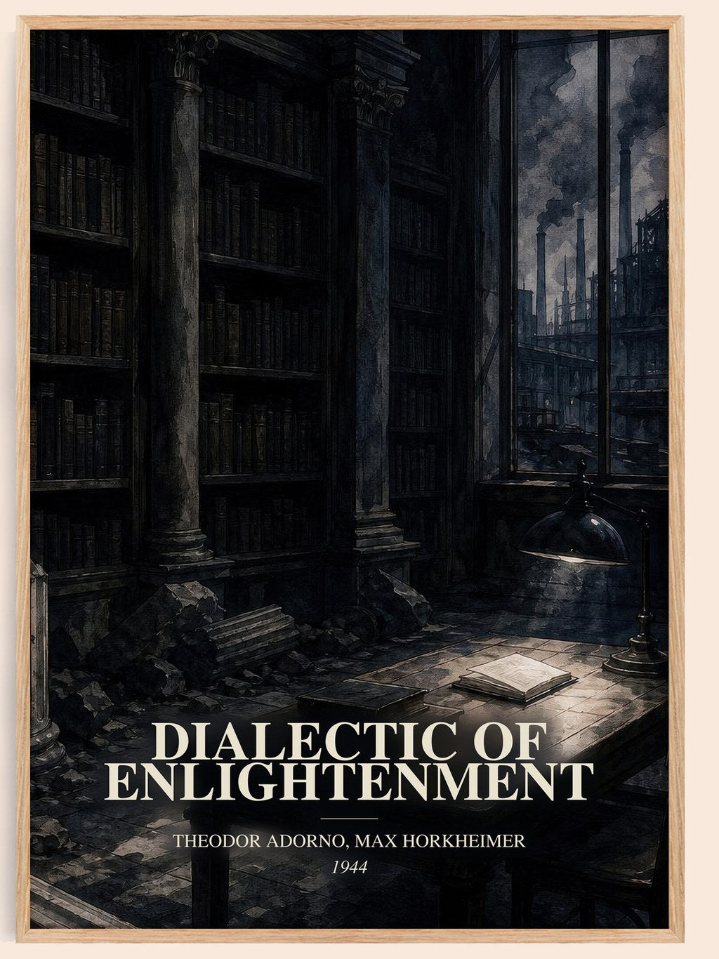Dialectic Of Enlightenment watercolour book poster by Theodor Adorno, Max Horkheimer – framed literary art print