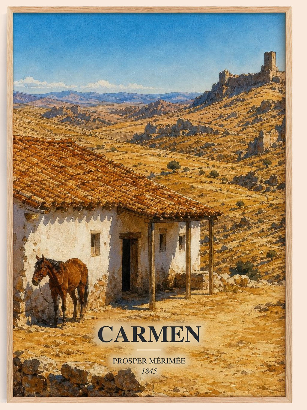 Carmen watercolour book poster by Prosper Mérimée – framed literary art print