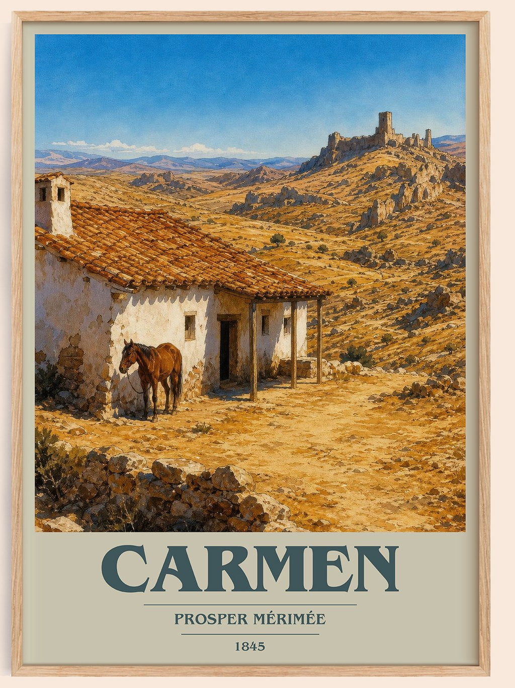 Carmen book cover book poster by Prosper Mérimée – framed literary art print