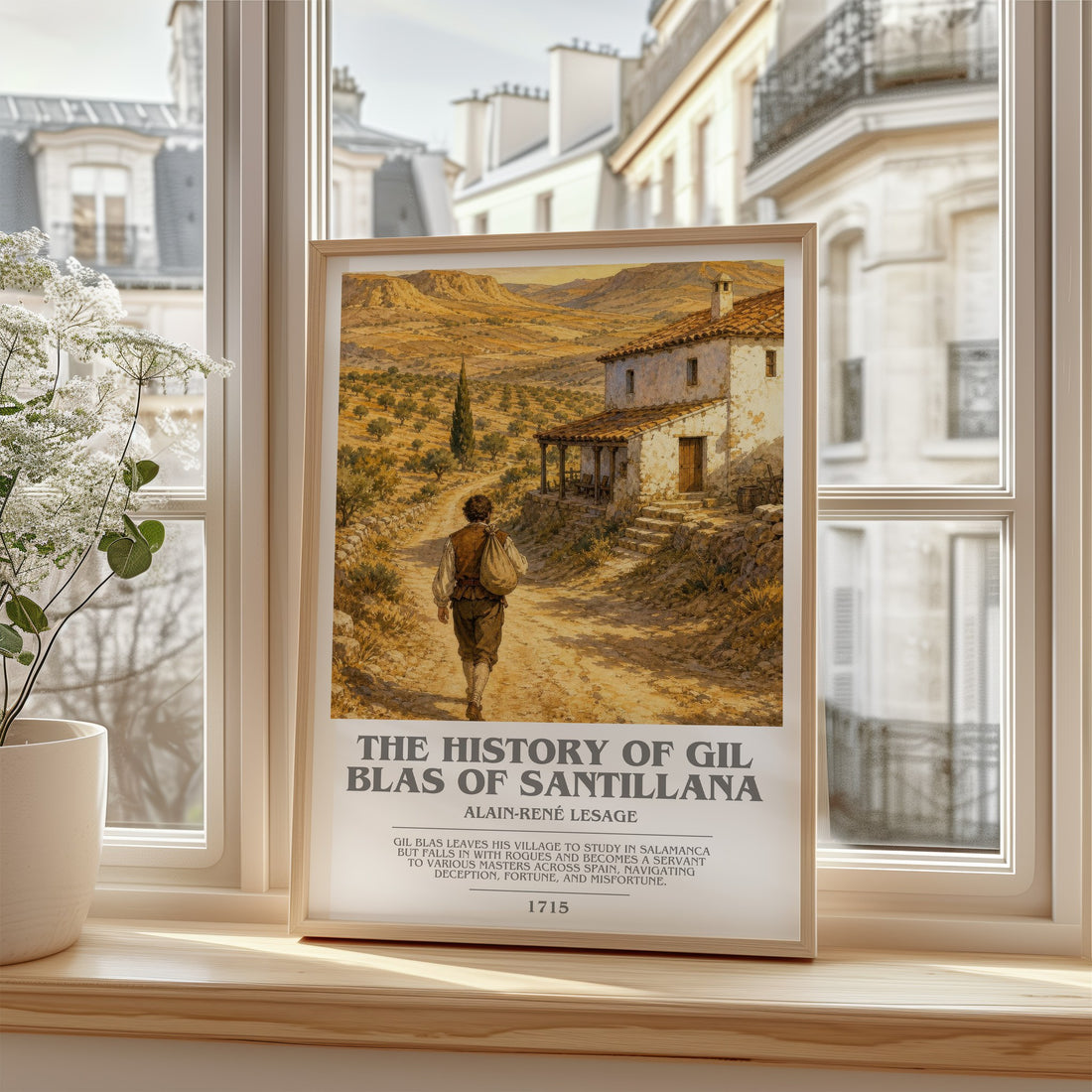 History Of Gil Blas Of Santillana Bookish Wall Art by A. Lesage – framed print by a bright window