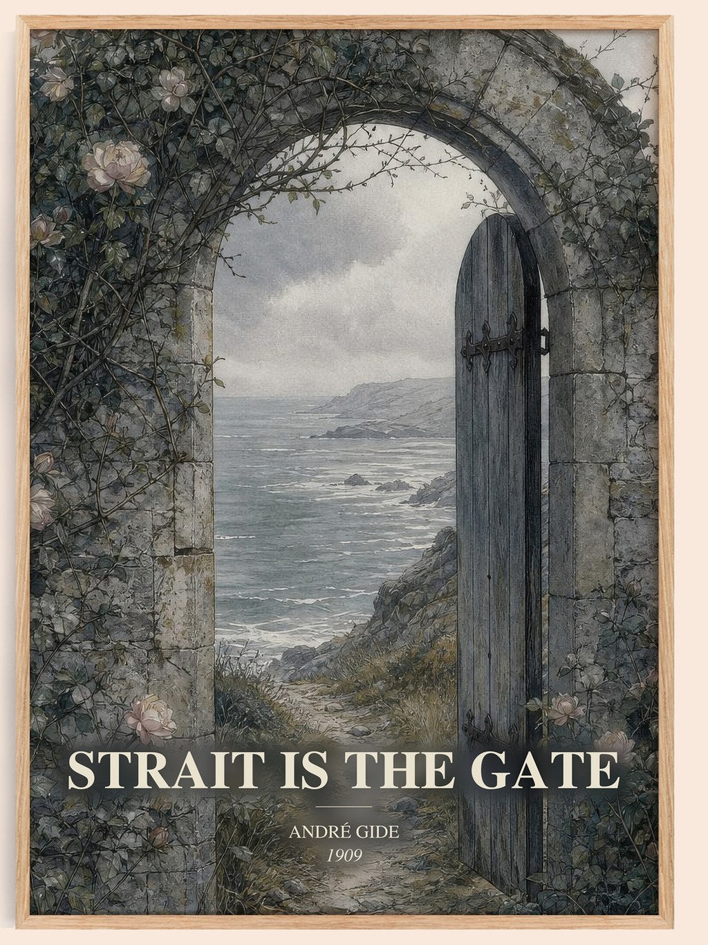 Strait is the Gate watercolour book poster by André Gide – framed literary art print