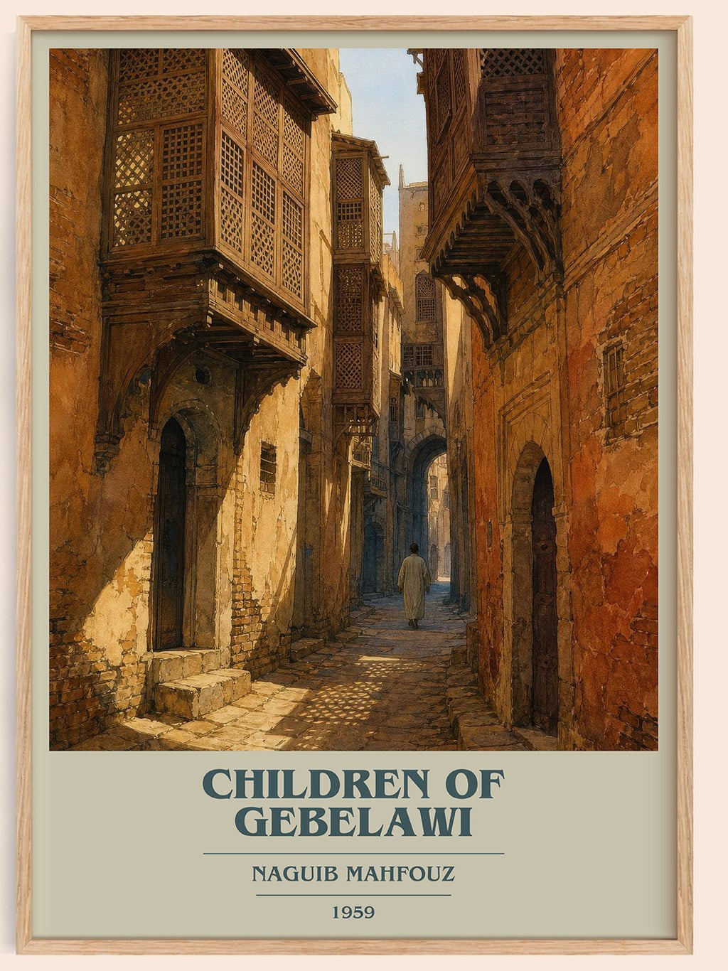Children of Gebelawi book cover book poster by Naguib Mahfouz – framed literary art print