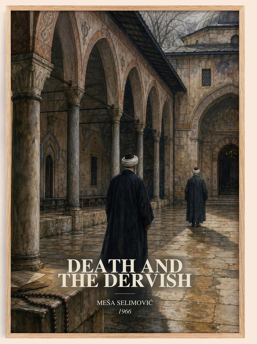 Death and the Dervish watercolour book poster by Meša Selimović – framed literary art print