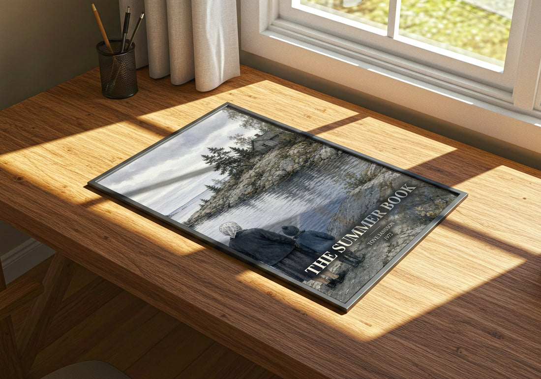 The Summer Book watercolour book poster framed on wall – literary fiction wall art