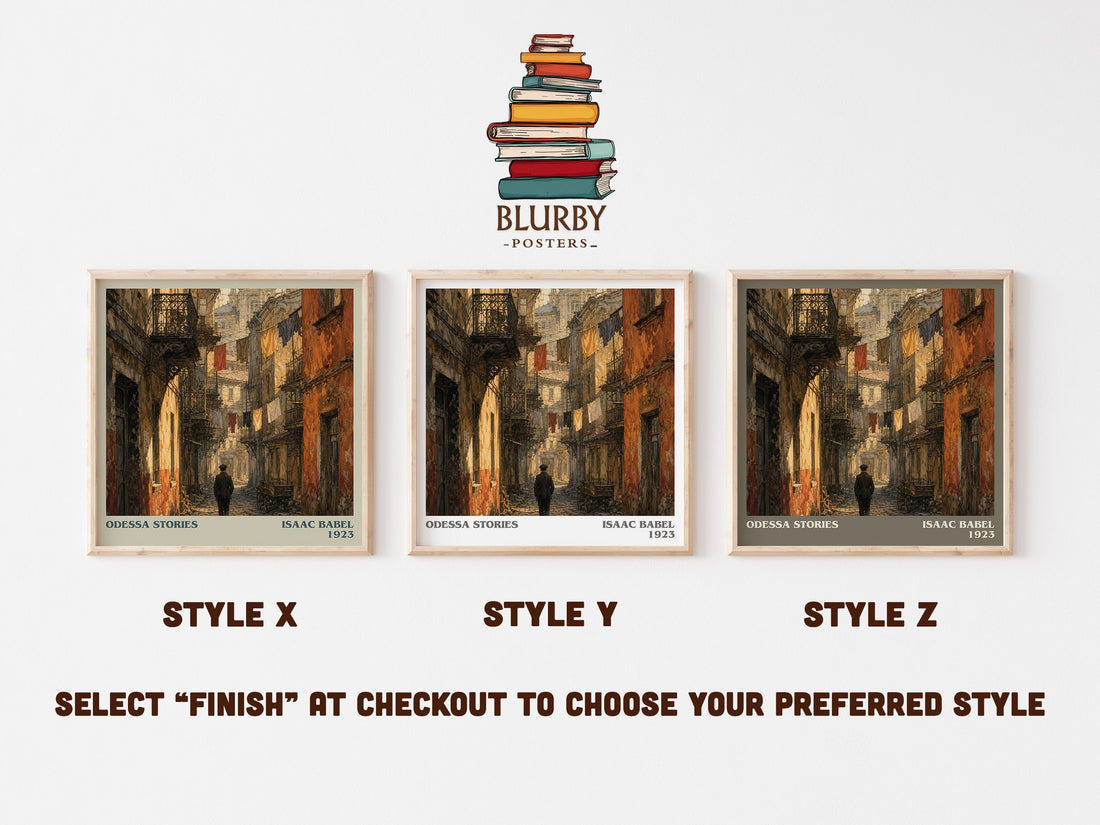 Odessa Stories literary print in frame leaning in hallway – literary fiction wall art (mockup)