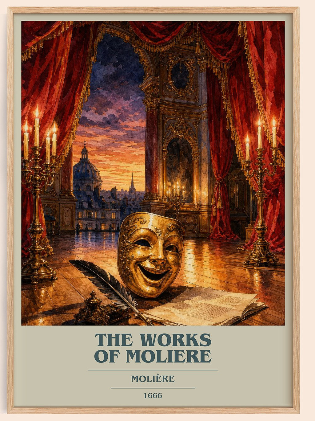 The Works of Moliere book cover book poster by Molière – framed literary art print