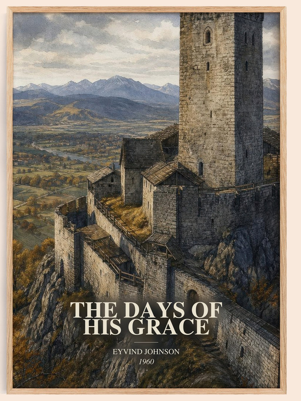 The Days of His Grace watercolour book poster by Eyvind Johnson – framed literary art print