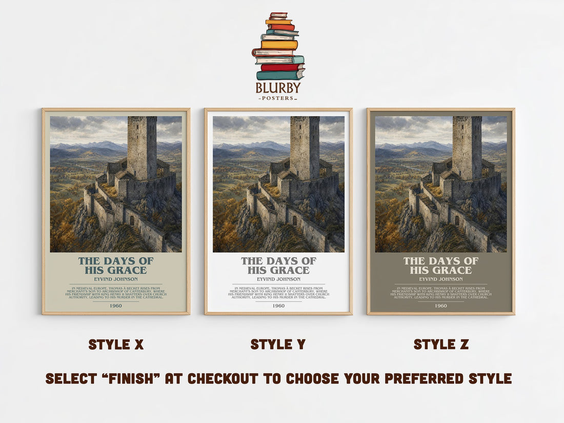 The Days of His Grace Bookish Wall Art by Eyvind Johnson – Style X, Y and Z side by side – choose your finish
