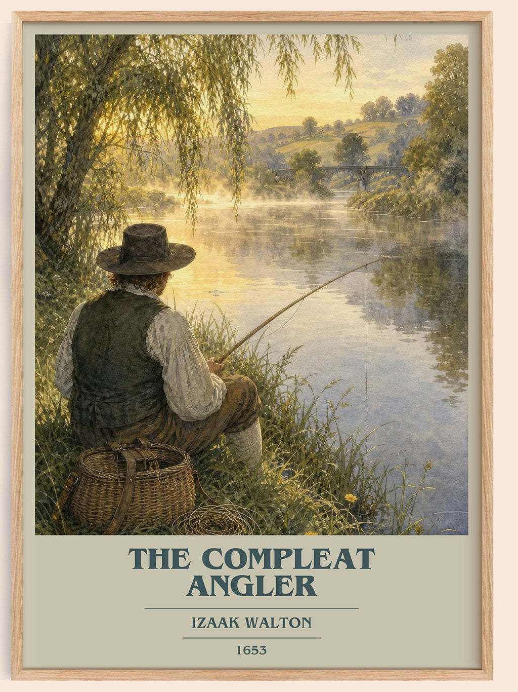 The Compleat Angler book cover book poster by Izaak Walton – framed literary art print
