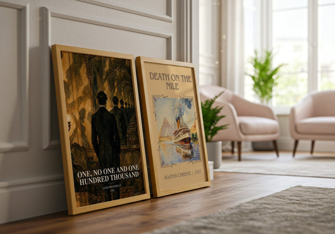 One, No One and One Hundred Thousand watercolour print framed by window – literary home decor