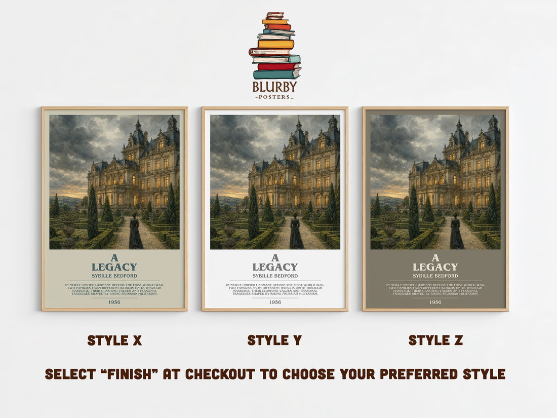 A Legacy Bookish Wall Art by Sybille Bedford – Style X, Y and Z side by side – choose your finish