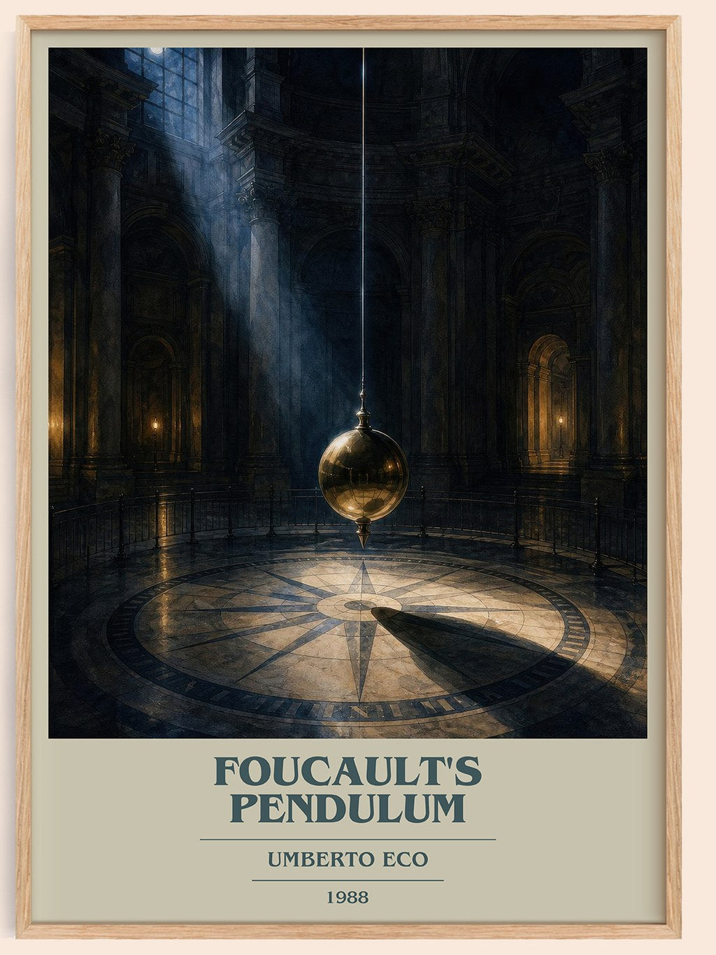 Foucault's Pendulum book cover book poster by Umberto Eco – framed literary art print