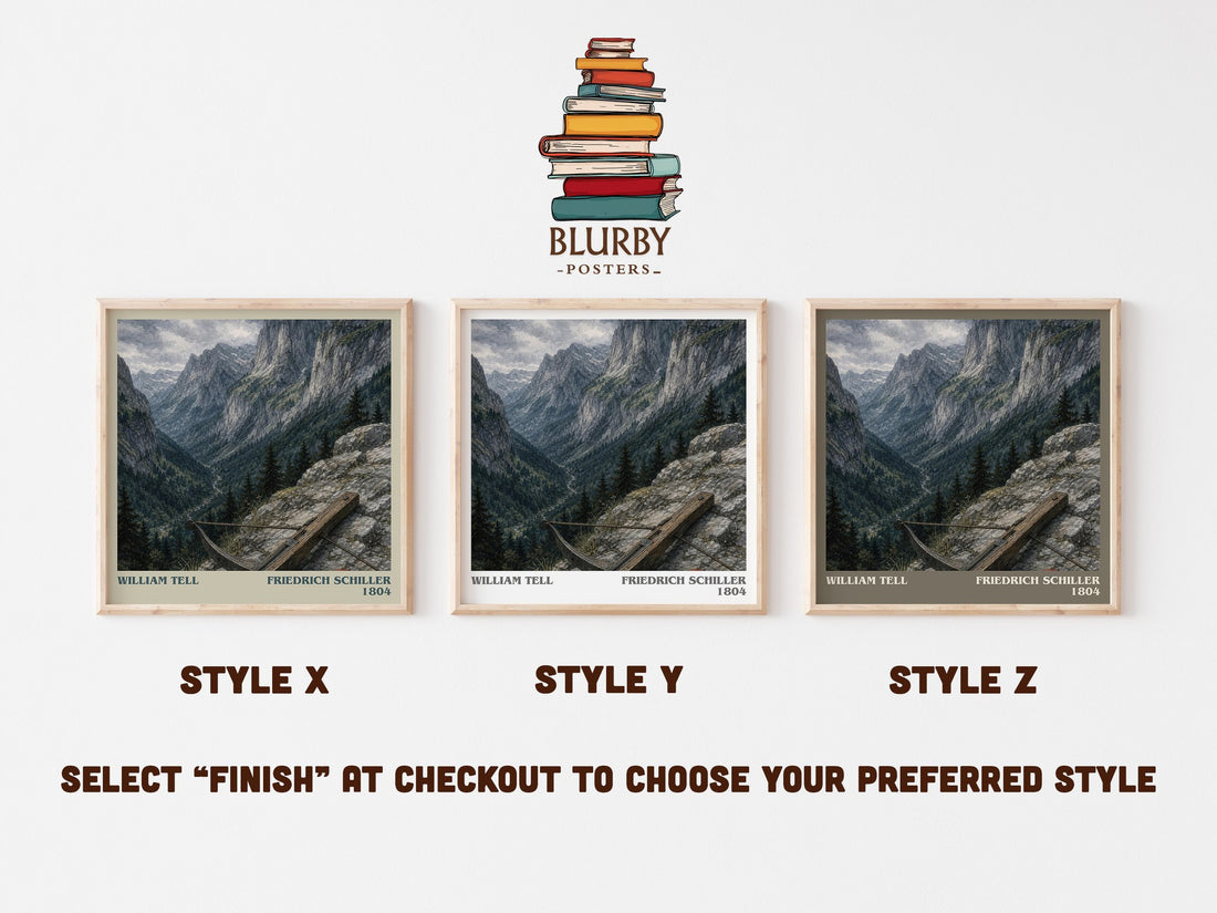 William Tell literary print in frame leaning in hallway – classic literature wall art (mockup)