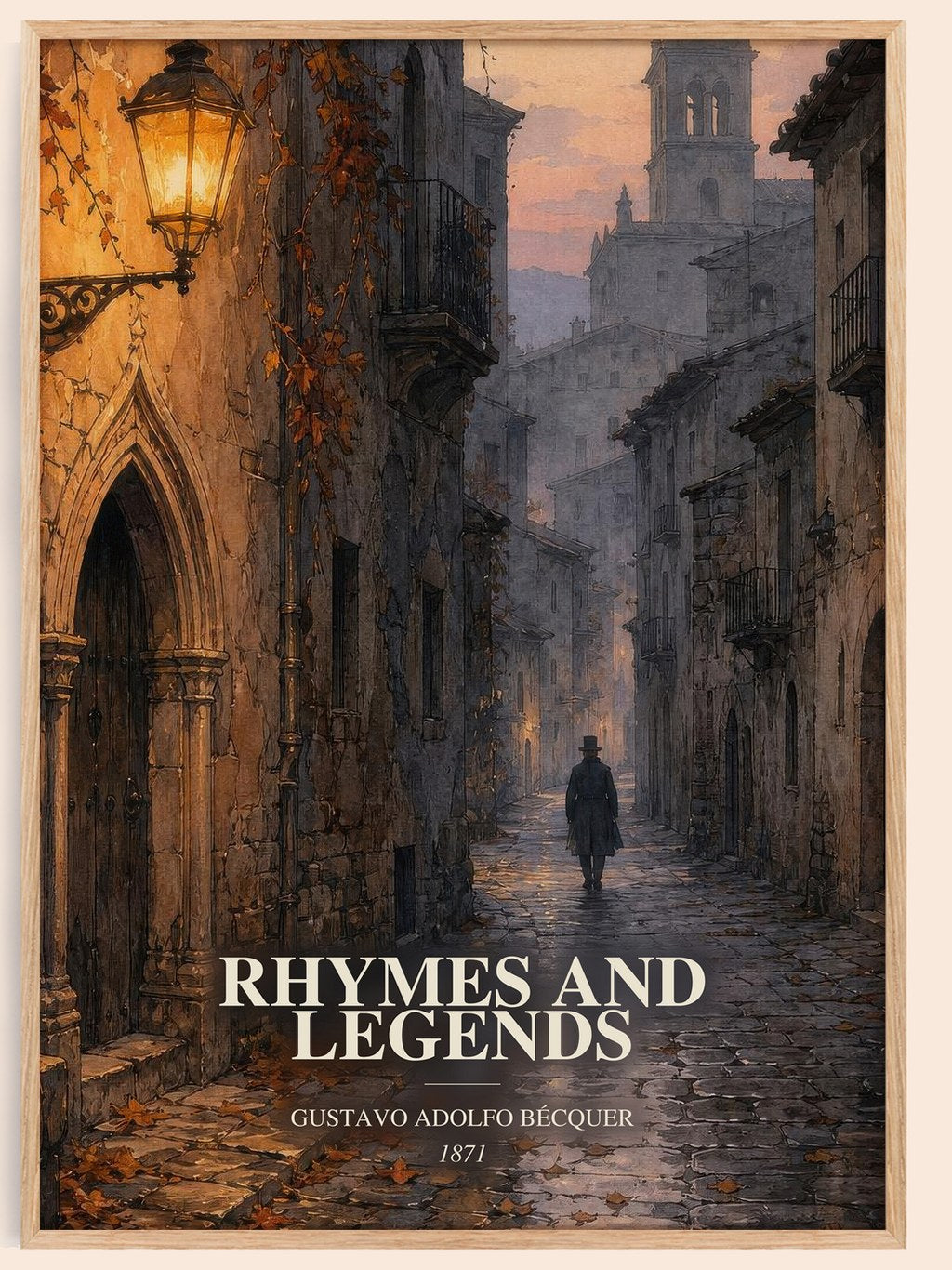 Rhymes And Legends watercolour book poster by Gustavo Adolfo Bécquer – framed literary art print