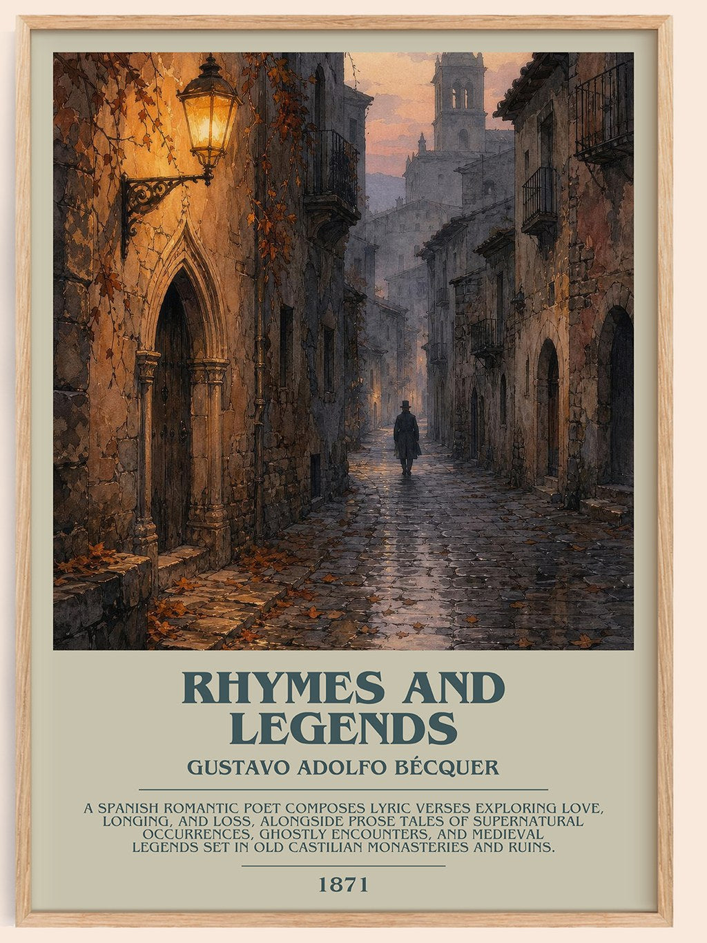 Rhymes And Legends Bookish Wall Art by Gustavo Adolfo Bécquer – framed poster