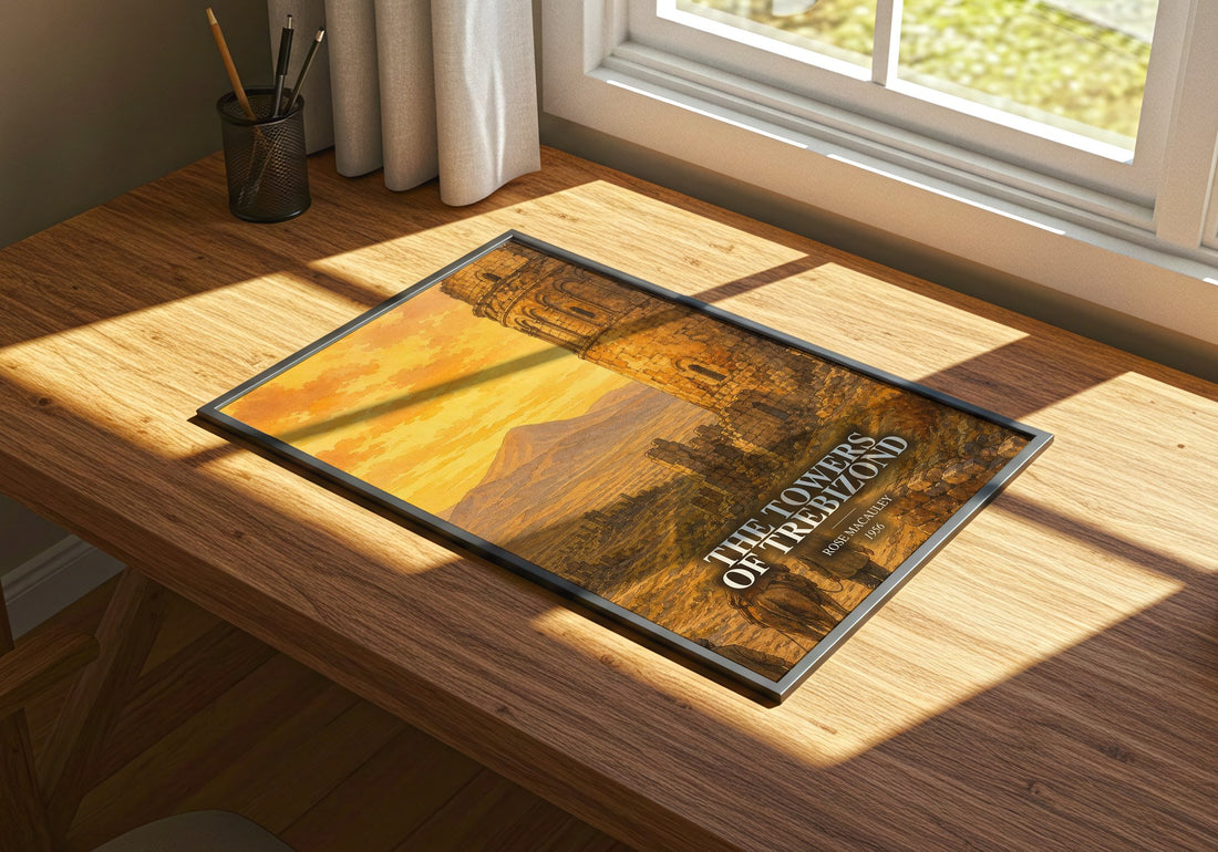 The Towers Of Trebizond watercolour book poster framed on wall – literary fiction wall art