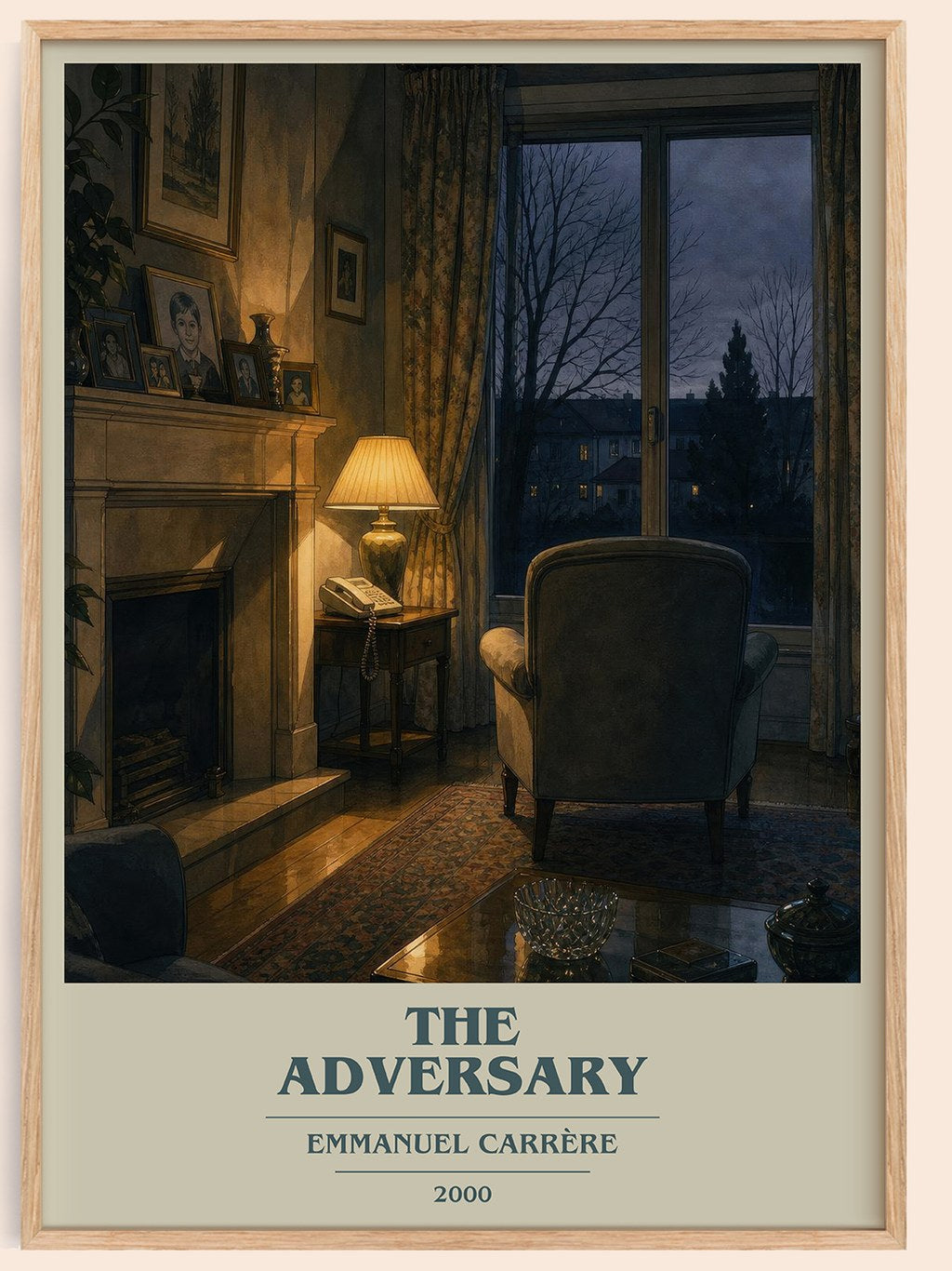 The Adversary book cover book poster by Emmanuel Carrère – framed literary art print
