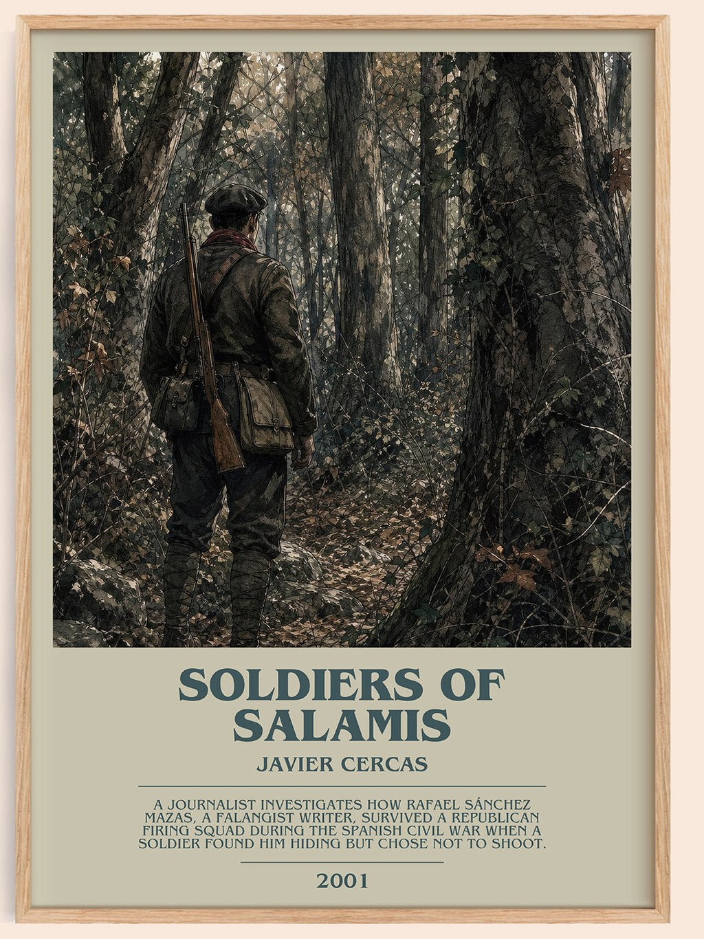 Soldiers of Salamis Bookish Wall Art by Javier Cercas – framed poster