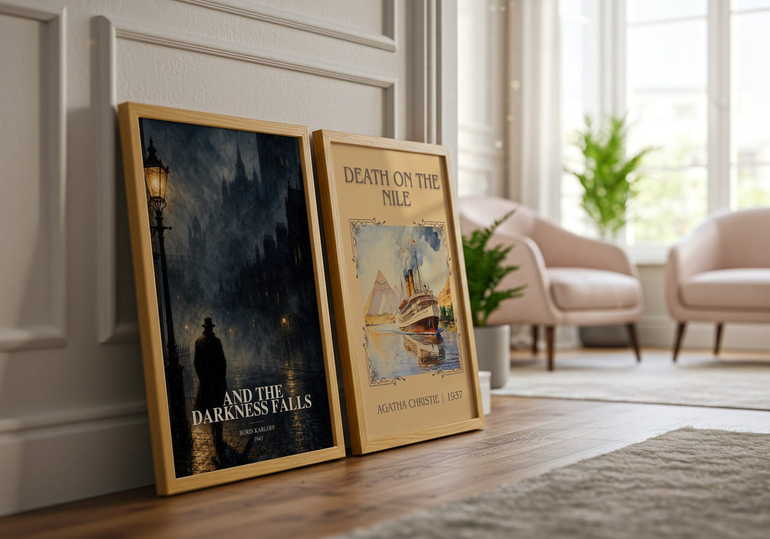 And The Darkness Falls watercolour print framed by window – literary home decor