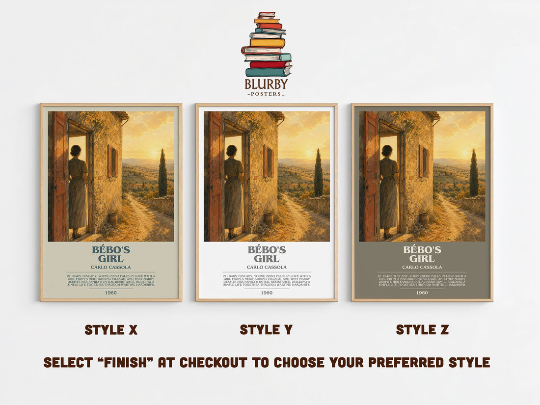 Bébo's Girl Bookish Wall Art by Carlo Cassola – Style X, Y and Z side by side – choose your finish