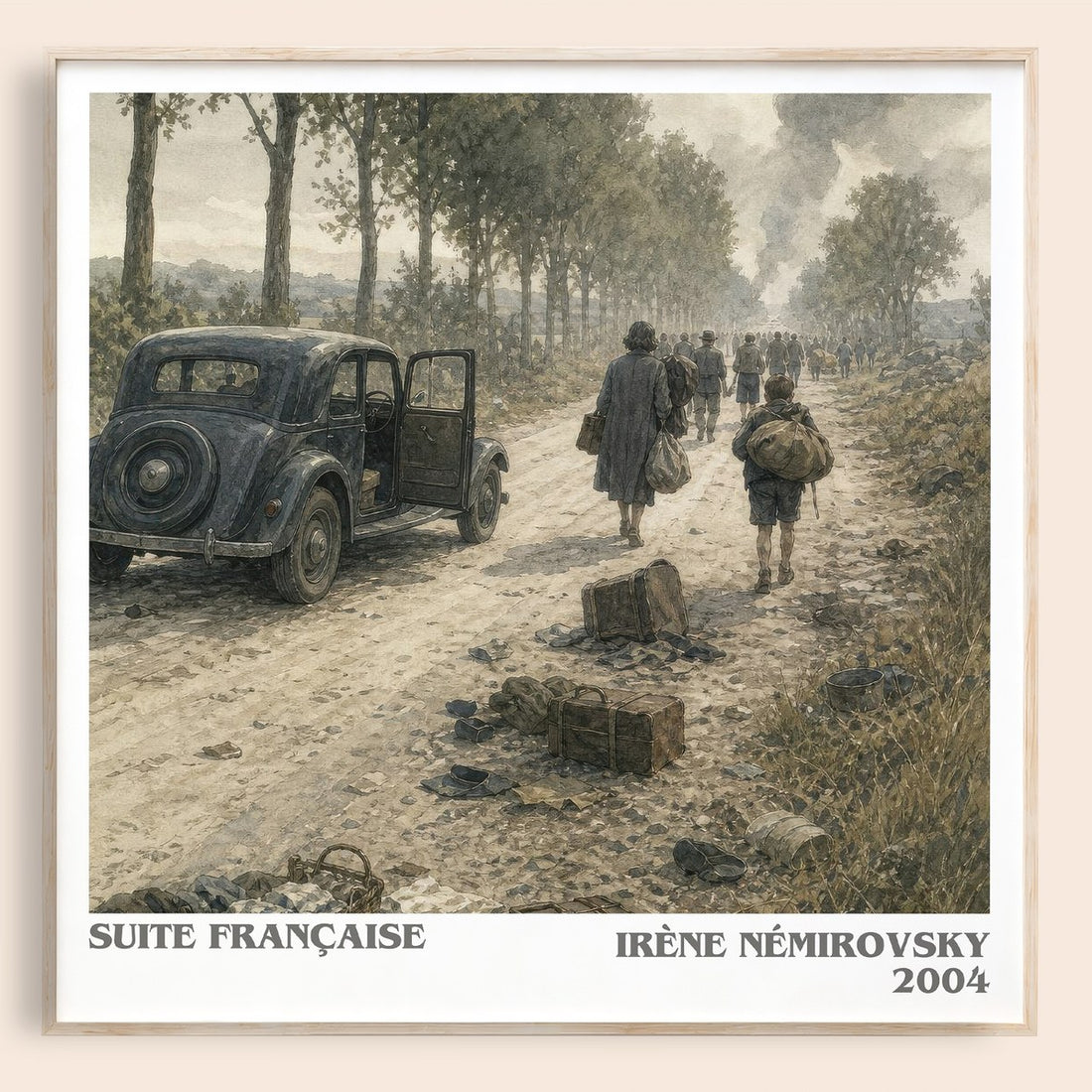 Suite Française literary book poster by Irène Némirovsky – framed literary art print