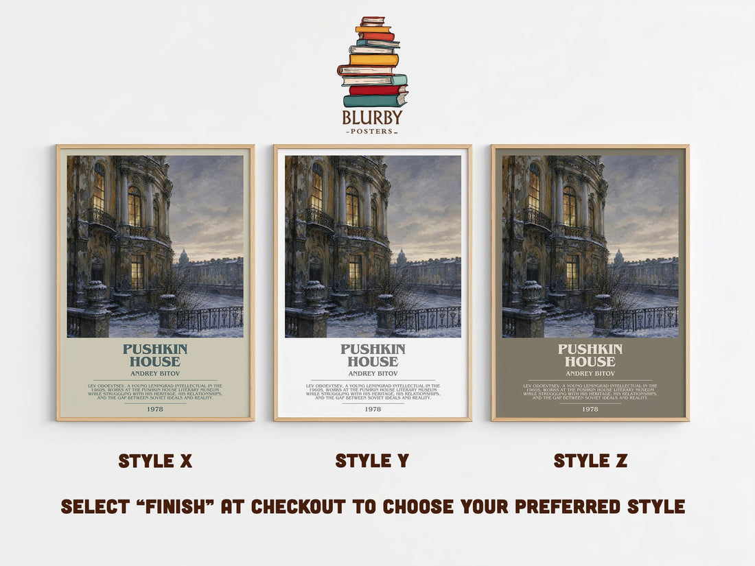 Pushkin House Bookish Wall Art by Andrey Bitov – Style X, Y and Z side by side – choose your finish