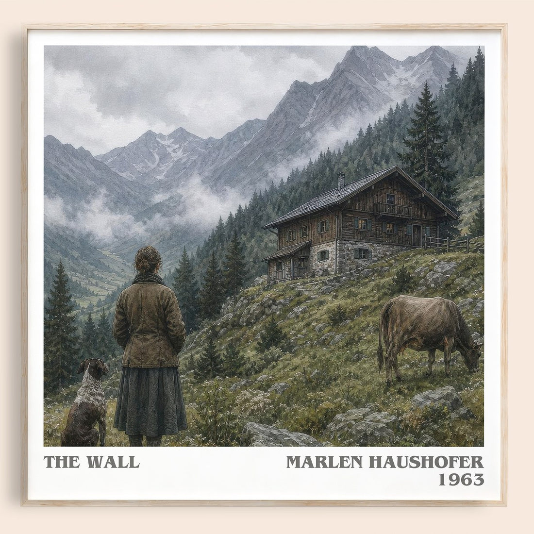 The Wall literary book poster by Marlen Haushofer – framed literary art print