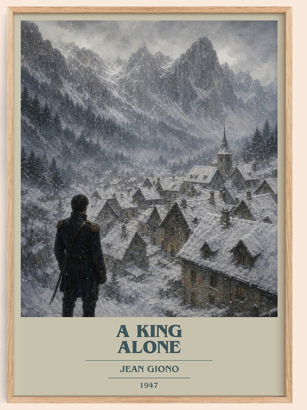 A King Alone book cover book poster by Jean Giono – framed literary art print