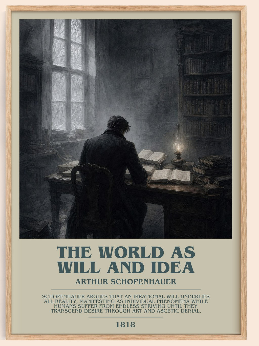 The World as Will and Idea bookish book poster by Arthur Schopenhauer – framed literary art print