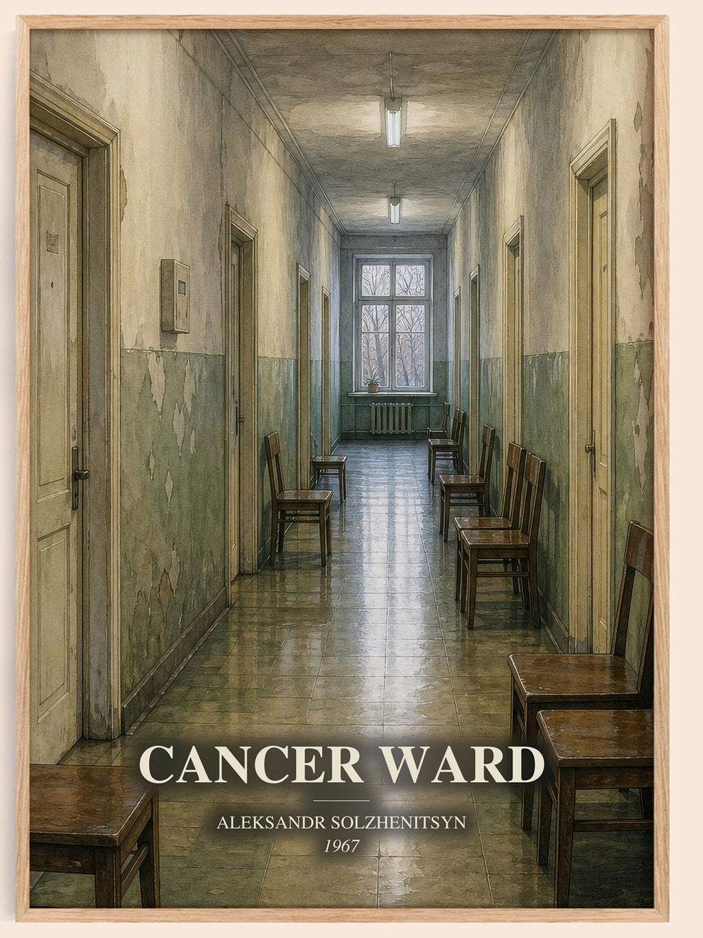 Cancer Ward watercolour book poster by Aleksandr Solzhenitsyn – framed literary art print
