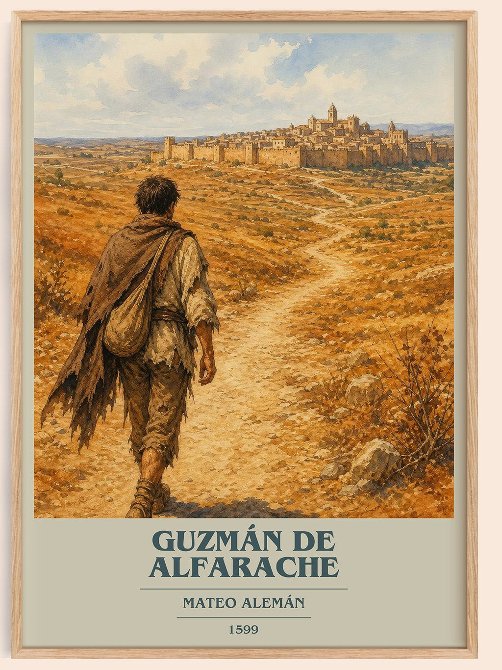 Guzmán de Alfarache book cover book poster by Mateo Alemán – framed literary art print