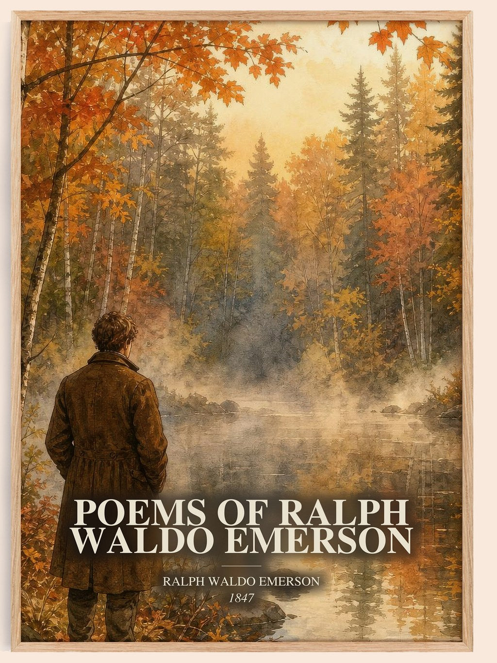 Poems Of Ralph Waldo Emerson watercolour book poster by Ralph Waldo Emerson – framed literary art print