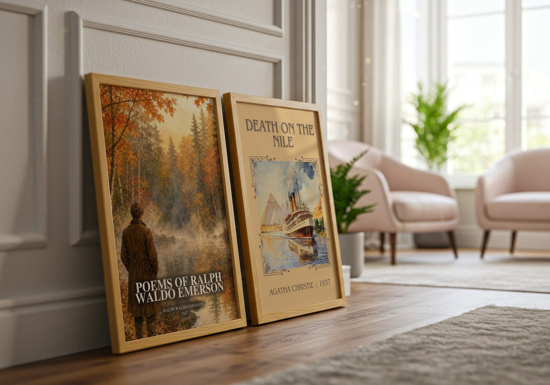 Poems Of Ralph Waldo Emerson watercolour print framed by window – literary home decor