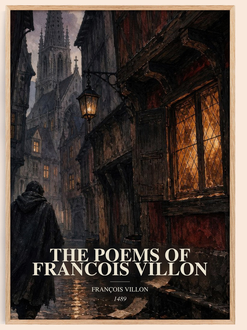 The Poems of Francois Villon watercolour book poster by François Villon – framed literary art print