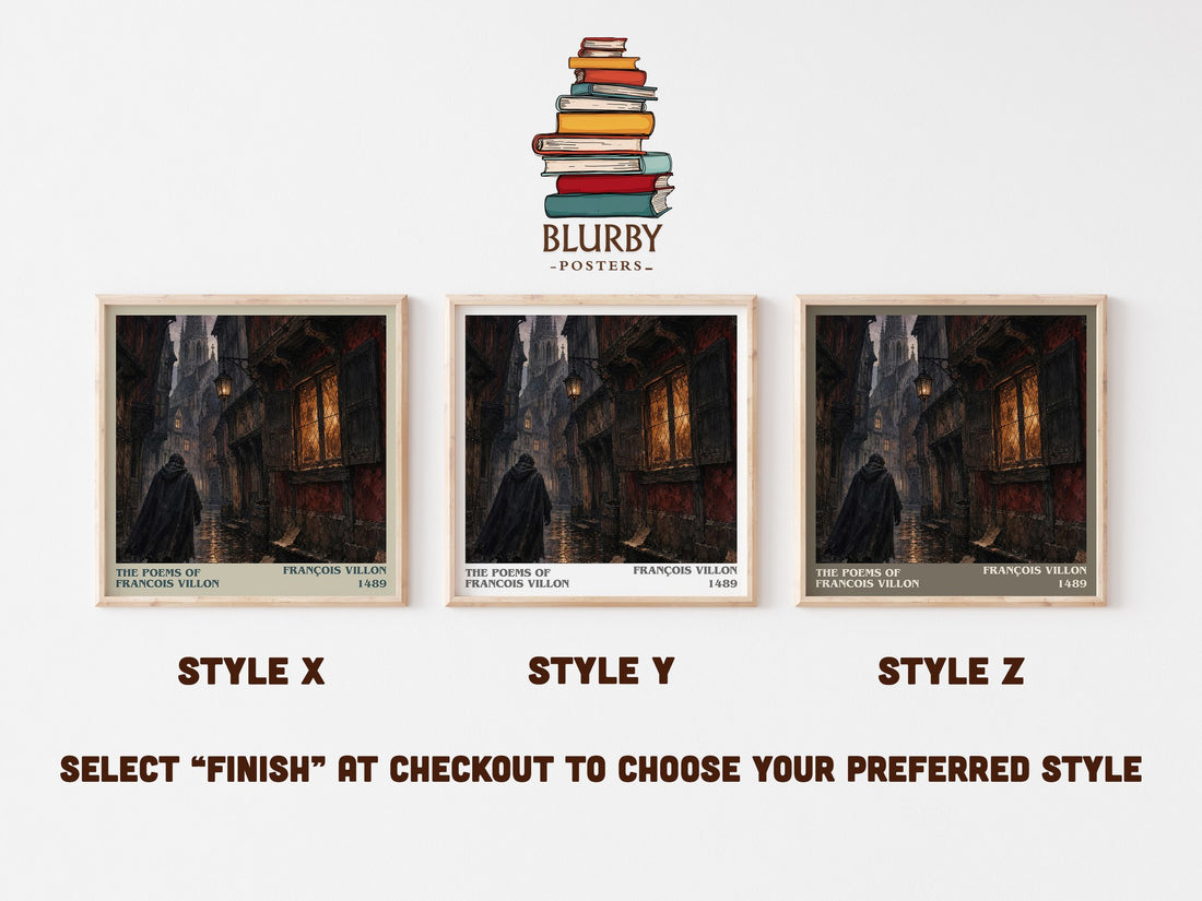 The Poems of Francois Villon literary print in frame leaning in hallway – poetry wall art (mockup)