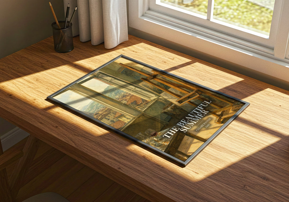 The Beautiful Summer watercolour book poster framed on wall – literary fiction wall art